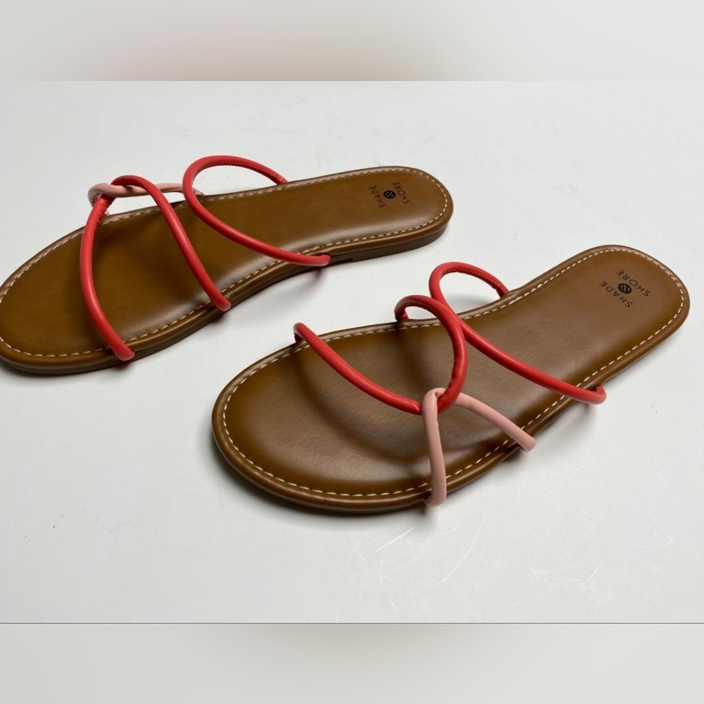 Shade & Shore Women's sandals strappy pink slip-on sandals size 9.